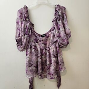 En Sasion Ladies L Off Shoulder Babydoll Fairy Coquette Boho Cottagecore Top